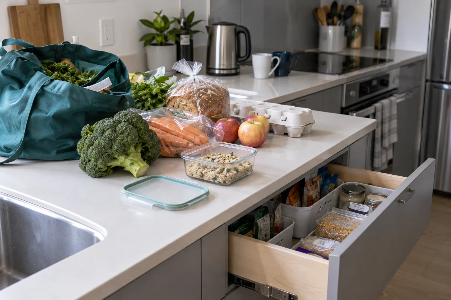 AI reference: groceries being put away